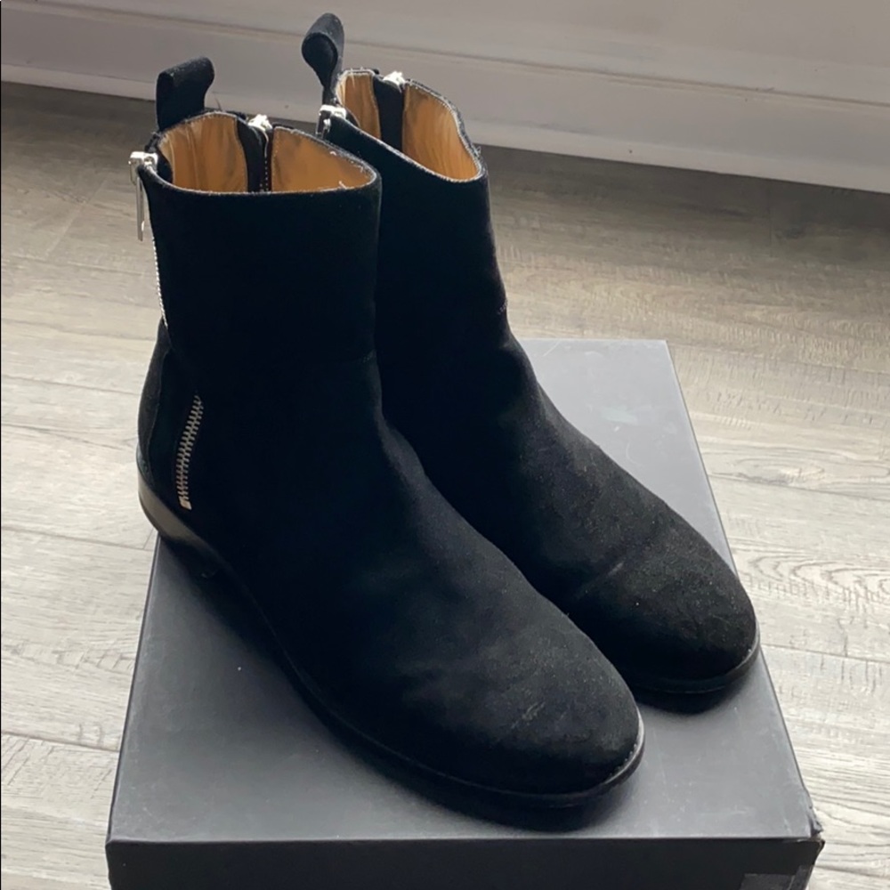 Represent Zip Boot Black Suede Italian Size 11